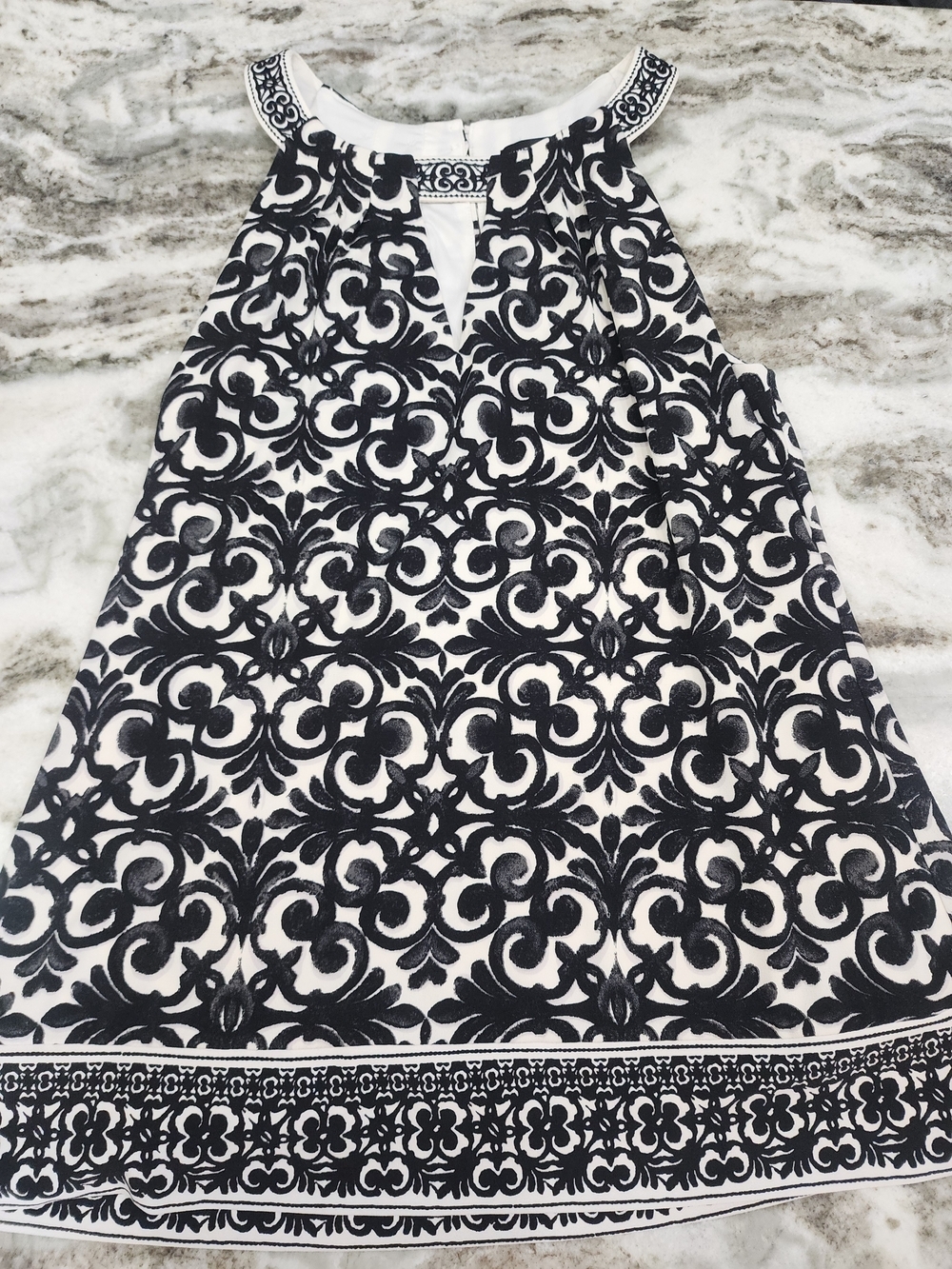 White House Black Market Black and White Sleeveless Patterned Halter Top